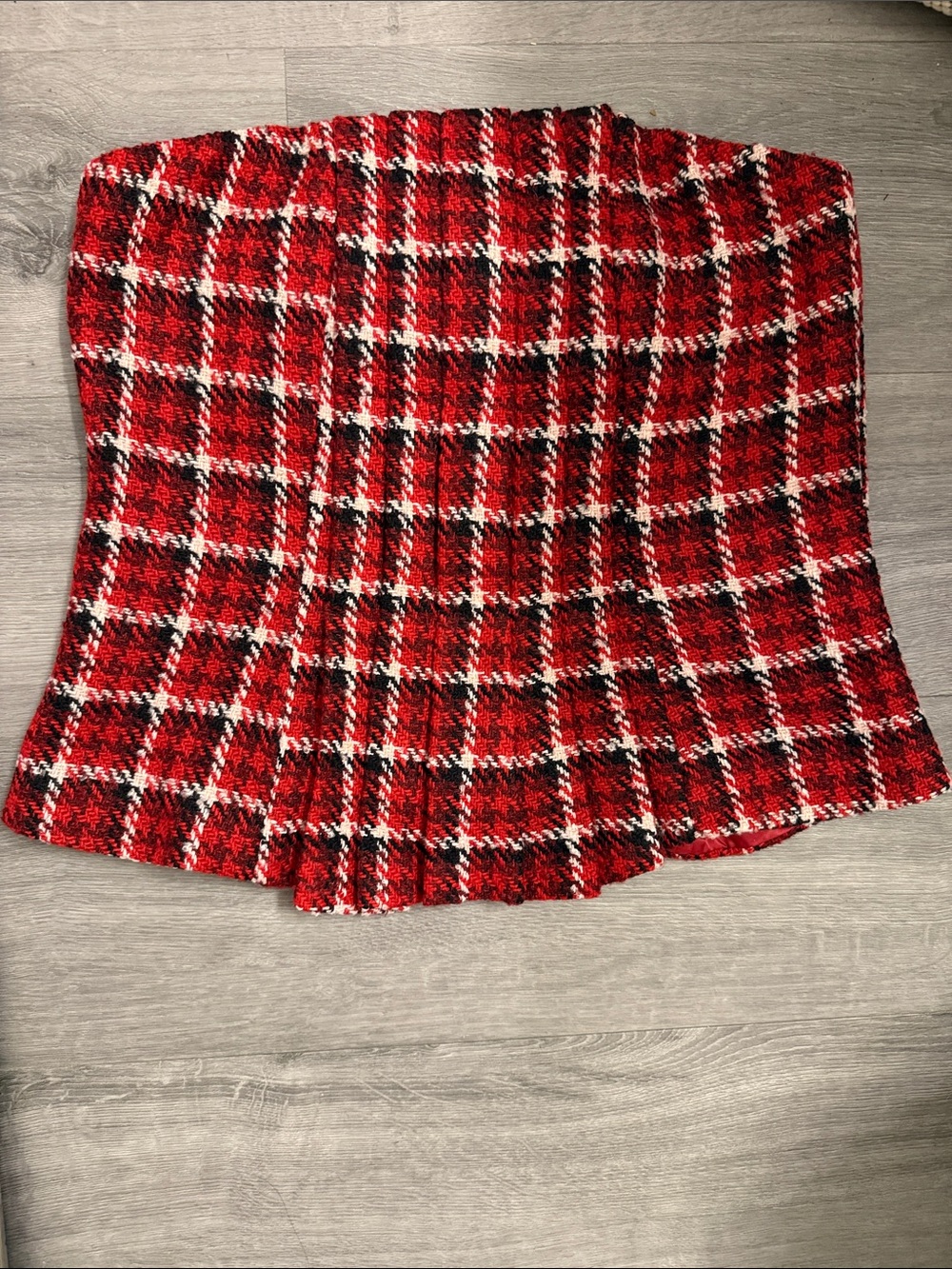 NWT! Anthropologie Mare Mare Red Plaid Pleated Tube Top